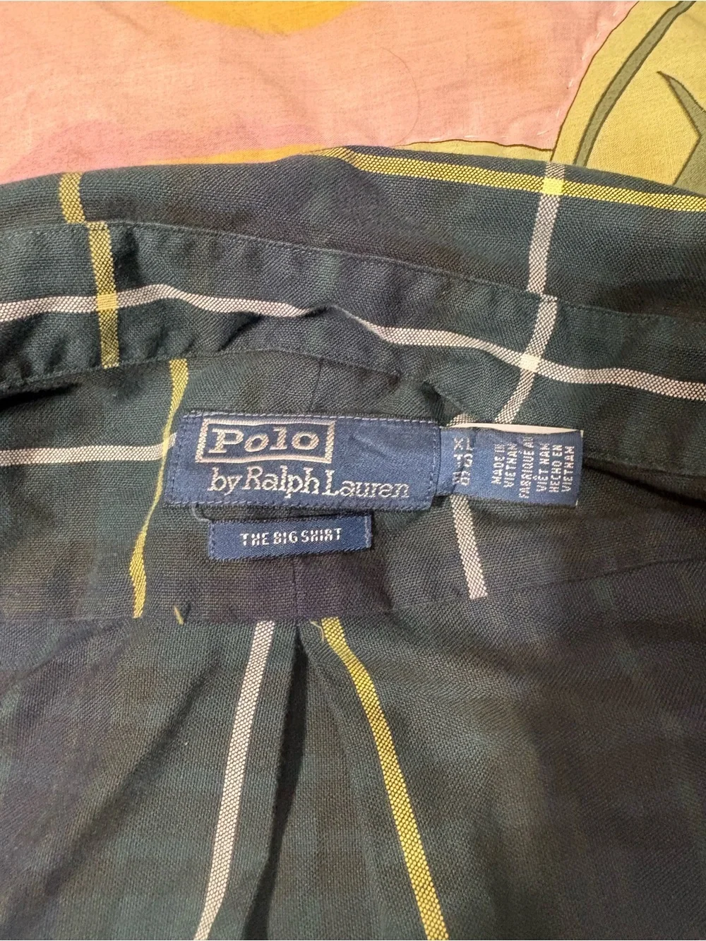Polo Ralph Lauren Blue Green Plaid Flannel Button Down Shirt Mens XL Custom Fit